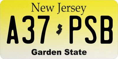 NJ license plate A37PSB