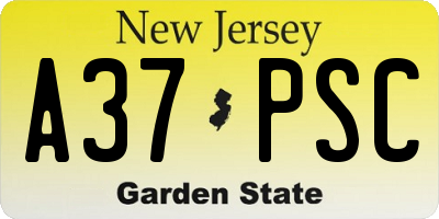 NJ license plate A37PSC