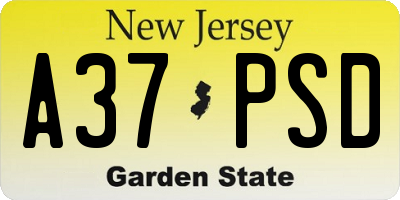 NJ license plate A37PSD