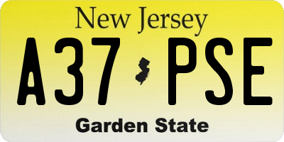 NJ license plate A37PSE