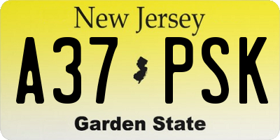 NJ license plate A37PSK