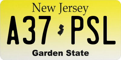 NJ license plate A37PSL