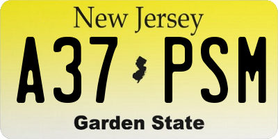 NJ license plate A37PSM