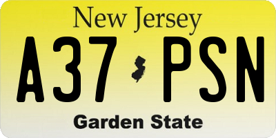 NJ license plate A37PSN