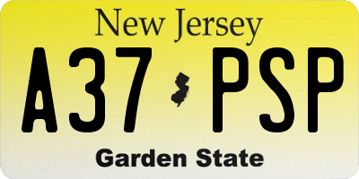 NJ license plate A37PSP