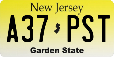 NJ license plate A37PST