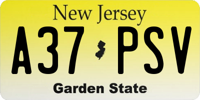 NJ license plate A37PSV