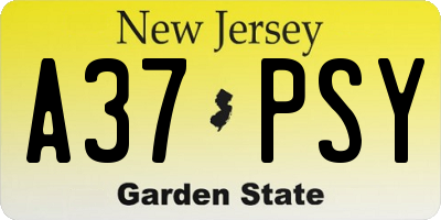 NJ license plate A37PSY