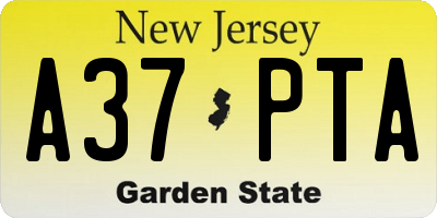 NJ license plate A37PTA