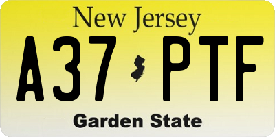 NJ license plate A37PTF