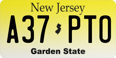 NJ license plate A37PTO