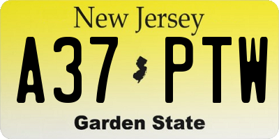 NJ license plate A37PTW