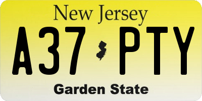 NJ license plate A37PTY