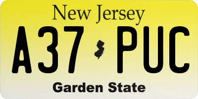 NJ license plate A37PUC