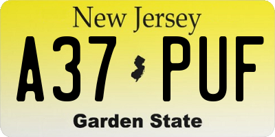 NJ license plate A37PUF