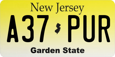 NJ license plate A37PUR