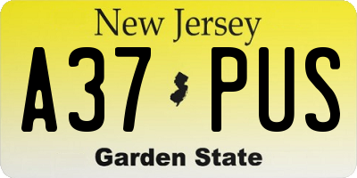 NJ license plate A37PUS