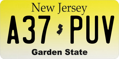NJ license plate A37PUV