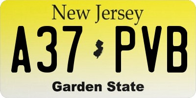 NJ license plate A37PVB