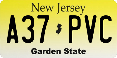 NJ license plate A37PVC