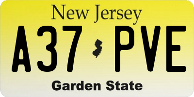NJ license plate A37PVE