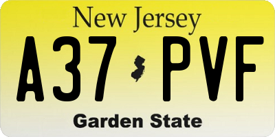 NJ license plate A37PVF
