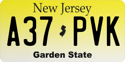 NJ license plate A37PVK