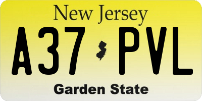 NJ license plate A37PVL