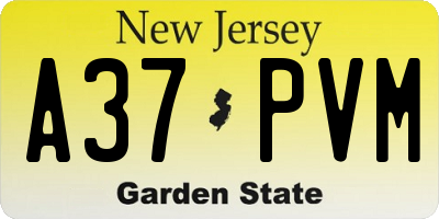 NJ license plate A37PVM