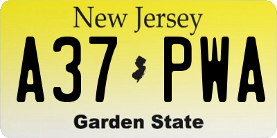 NJ license plate A37PWA