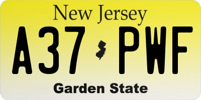 NJ license plate A37PWF