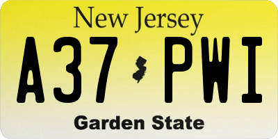 NJ license plate A37PWI