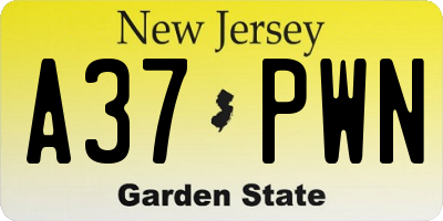 NJ license plate A37PWN