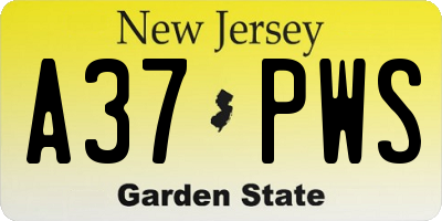 NJ license plate A37PWS