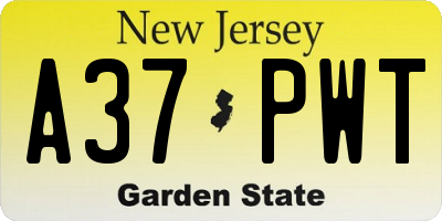 NJ license plate A37PWT