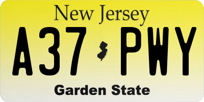 NJ license plate A37PWY