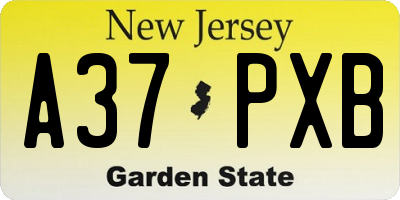 NJ license plate A37PXB