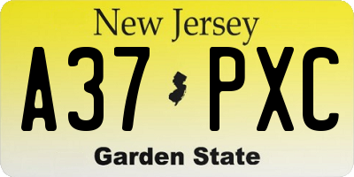NJ license plate A37PXC