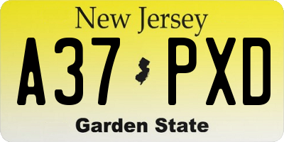 NJ license plate A37PXD