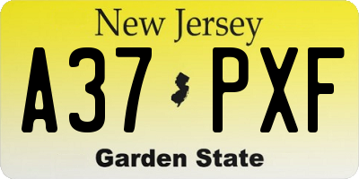 NJ license plate A37PXF