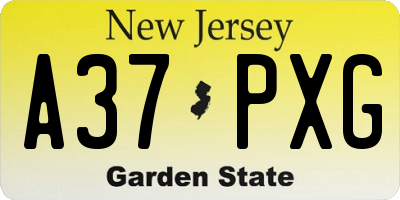 NJ license plate A37PXG