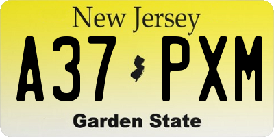 NJ license plate A37PXM