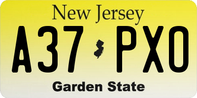 NJ license plate A37PXO