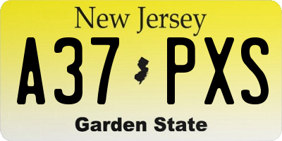 NJ license plate A37PXS