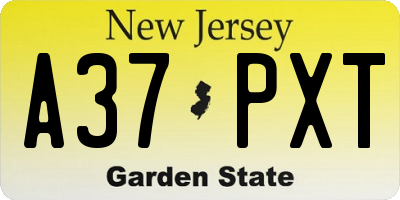 NJ license plate A37PXT