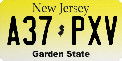 NJ license plate A37PXV