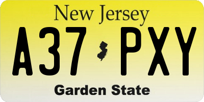 NJ license plate A37PXY