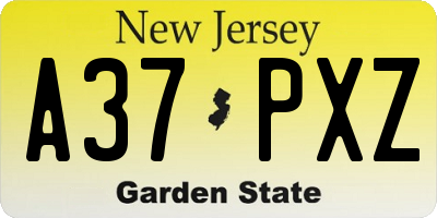 NJ license plate A37PXZ
