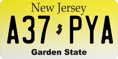 NJ license plate A37PYA