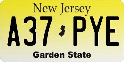 NJ license plate A37PYE